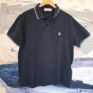 Stone Island NavyPolo Shirt Patch Program size XL Slim Fit Pre Owned